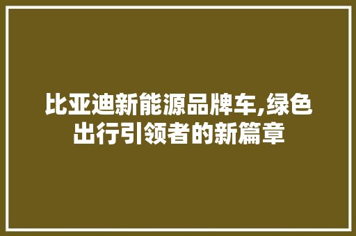 比亚迪新能源品牌车,绿色出行引领者的新篇章