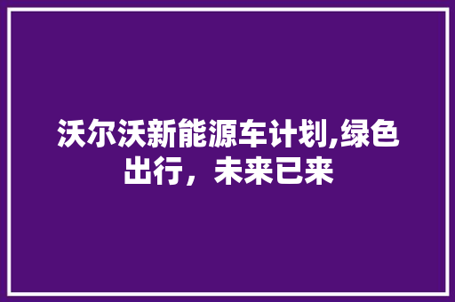 沃尔沃新能源车计划,绿色出行，未来已来