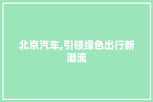 北京汽车,引领绿色出行新潮流