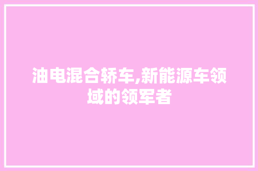 油电混合轿车,新能源车领域的领军者