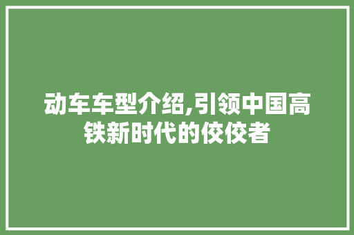 动车车型介绍,引领中国高铁新时代的佼佼者