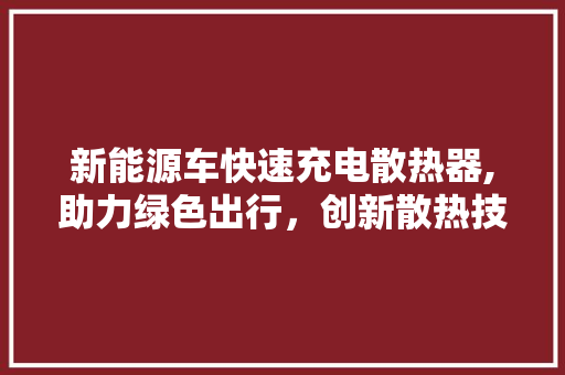 新能源车快速充电散热器,助力绿色出行，创新散热技术引领未来