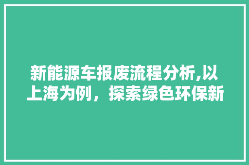 新能源车报废流程分析,以上海为例，探索绿色环保新篇章 蓄电池配件
