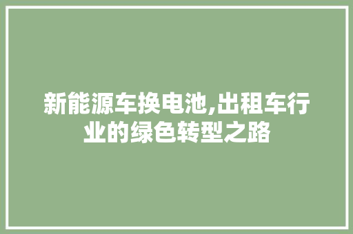 新能源车换电池,出租车行业的绿色转型之路