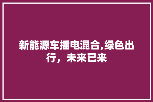 新能源车插电混合,绿色出行，未来已来