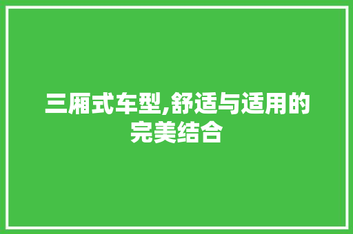 三厢式车型,舒适与适用的完美结合 新能源汽车