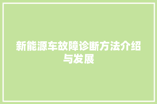 新能源车故障诊断方法介绍与发展 蓄电池配件