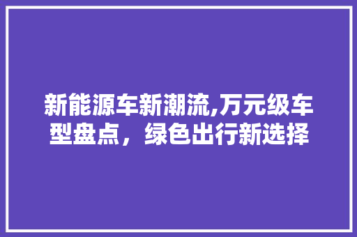 新能源车新潮流,万元级车型盘点，绿色出行新选择