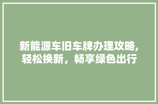 新能源车旧车牌办理攻略,轻松换新，畅享绿色出行