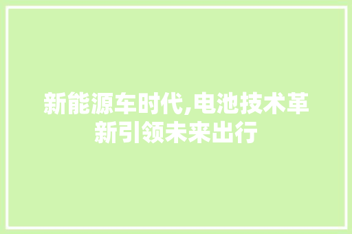 新能源车时代,电池技术革新引领未来出行