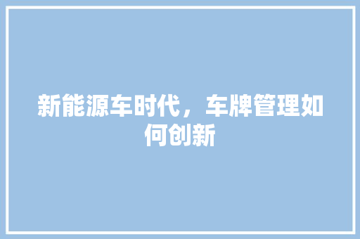 新能源车时代，车牌管理如何创新