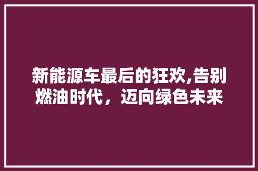 新能源车最后的狂欢,告别燃油时代，迈向绿色未来 底盘配件