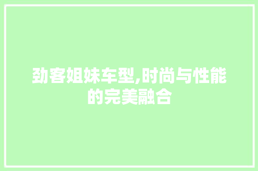 劲客姐妹车型,时尚与性能的完美融合