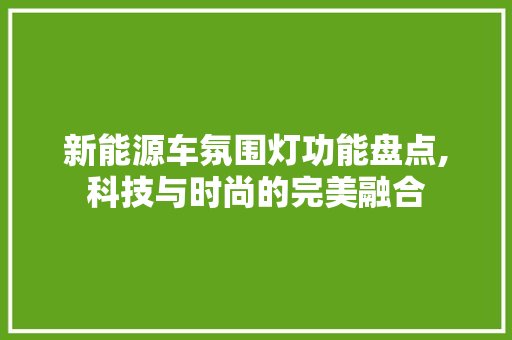新能源车氛围灯功能盘点,科技与时尚的完美融合