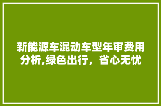 新能源车混动车型年审费用分析,绿色出行，省心无忧