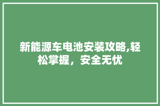 新能源车电池安装攻略,轻松掌握，安全无忧