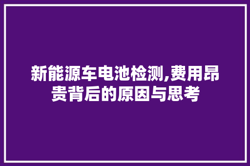 新能源车电池检测,费用昂贵背后的原因与思考