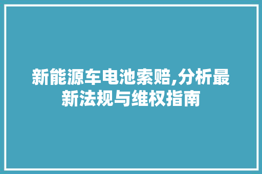 新能源车电池索赔,分析最新法规与维权指南