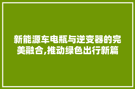 新能源车电瓶与逆变器的完美融合,推动绿色出行新篇章
