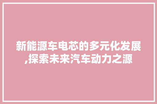 新能源车电芯的多元化发展,探索未来汽车动力之源
