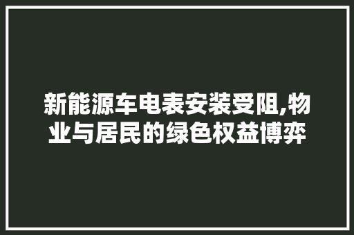 新能源车电表安装受阻,物业与居民的绿色权益博弈