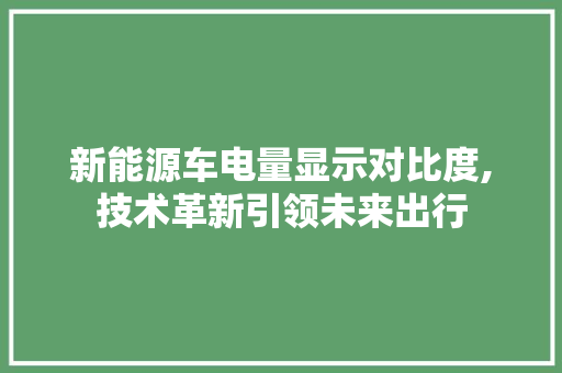 新能源车电量显示对比度,技术革新引领未来出行