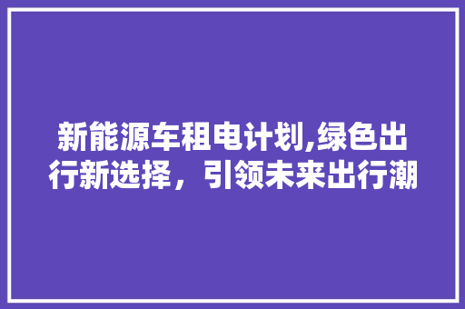 新能源车租电计划,绿色出行新选择，引领未来出行潮流 发动机配件
