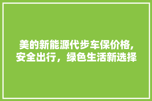 美的新能源代步车保价格,安全出行，绿色生活新选择