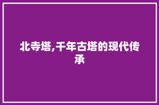 北寺塔,千年古塔的现代传承