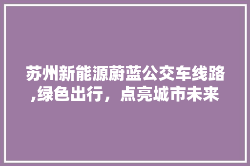 苏州新能源蔚蓝公交车线路,绿色出行，点亮城市未来
