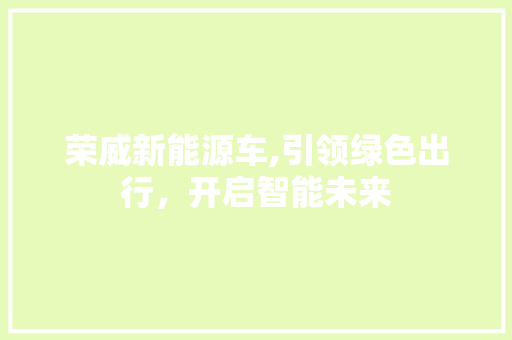 荣威新能源车,引领绿色出行，开启智能未来