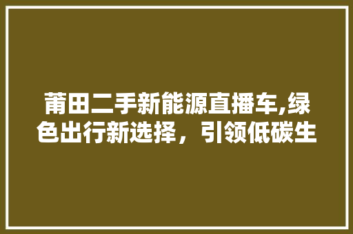 莆田二手新能源直播车,绿色出行新选择，引领低碳生活潮流
