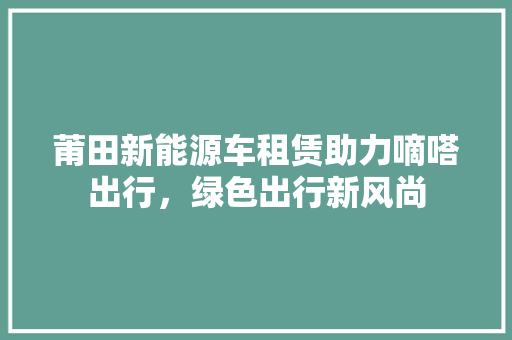 莆田新能源车租赁助力嘀嗒出行，绿色出行新风尚