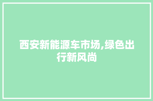 西安新能源车市场,绿色出行新风尚