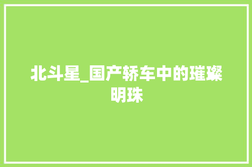 北斗星_国产轿车中的璀璨明珠