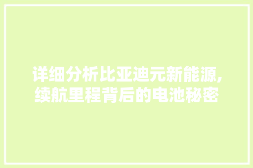 详细分析比亚迪元新能源,续航里程背后的电池秘密