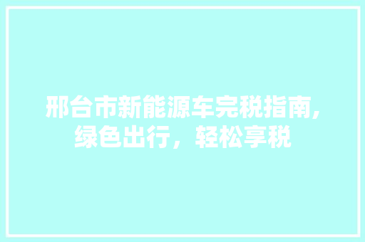 邢台市新能源车完税指南,绿色出行，轻松享税