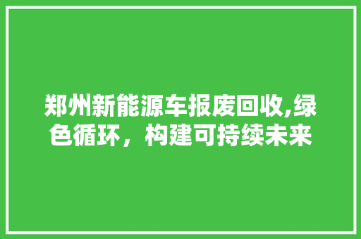 郑州新能源车报废回收,绿色循环，构建可持续未来