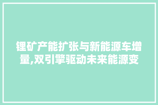 锂矿产能扩张与新能源车增量,双引擎驱动未来能源变革