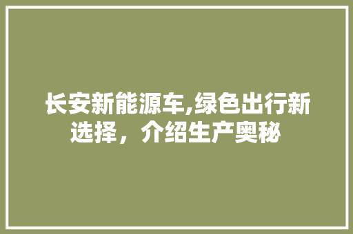 长安新能源车,绿色出行新选择，介绍生产奥秘