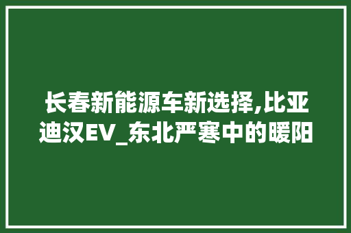 长春新能源车新选择,比亚迪汉EV_东北严寒中的暖阳
