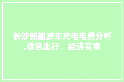 长沙新能源车充电电费分析,绿色出行，经济实惠