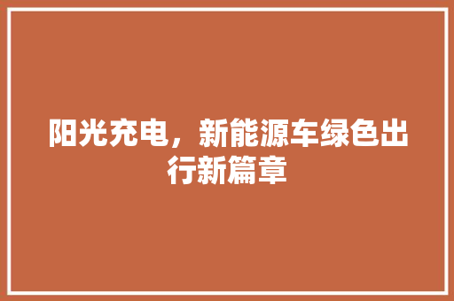 阳光充电，新能源车绿色出行新篇章