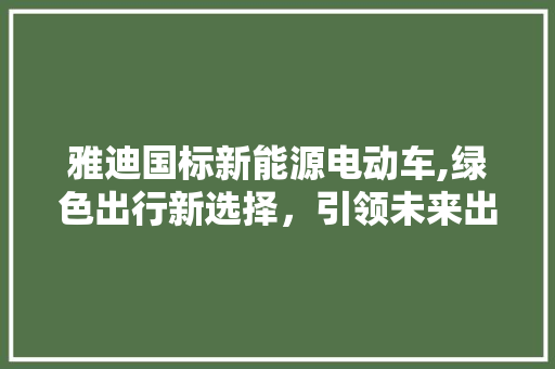 雅迪国标新能源电动车,绿色出行新选择，引领未来出行潮流