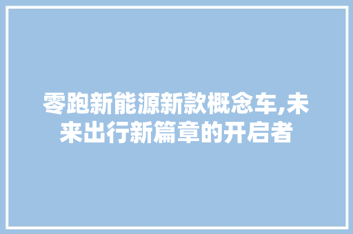 零跑新能源新款概念车,未来出行新篇章的开启者 蓄电池配件