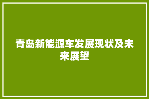 青岛新能源车发展现状及未来展望