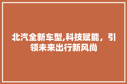 北汽全新车型,科技赋能，引领未来出行新风尚