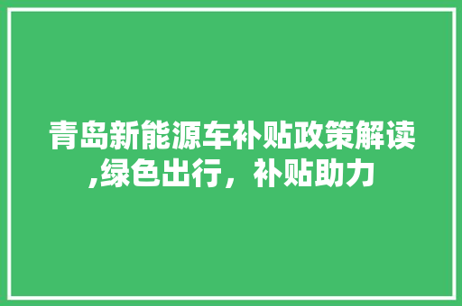 青岛新能源车补贴政策解读,绿色出行，补贴助力