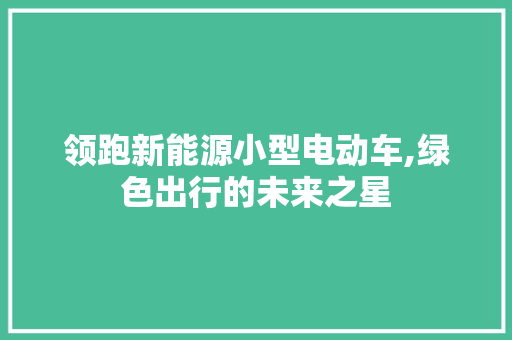 领跑新能源小型电动车,绿色出行的未来之星
