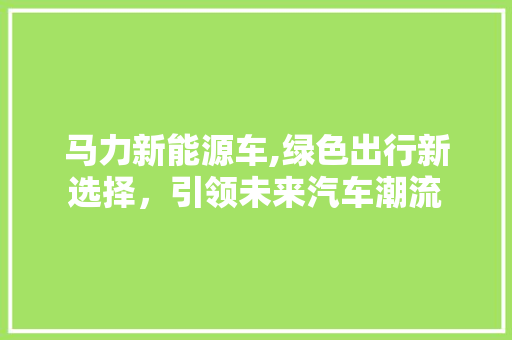 马力新能源车,绿色出行新选择，引领未来汽车潮流